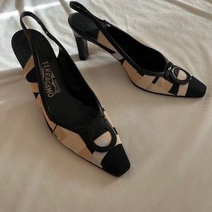 Ferragamo Heel Sling-backs, Size 8